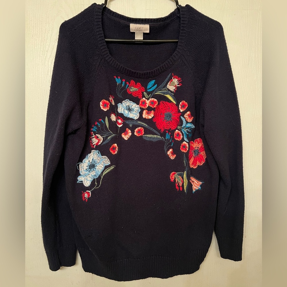 Floral Embroidered Oversized Sweater
